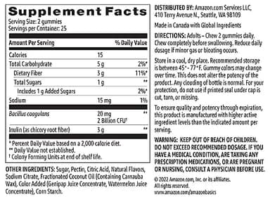 Amazon Basics Prebiotic & Probiotic Gummies, 2 Billion CFU, Blue Raspberry, 50 Count (2 per Serving) (Previously Solimo) - Image 5