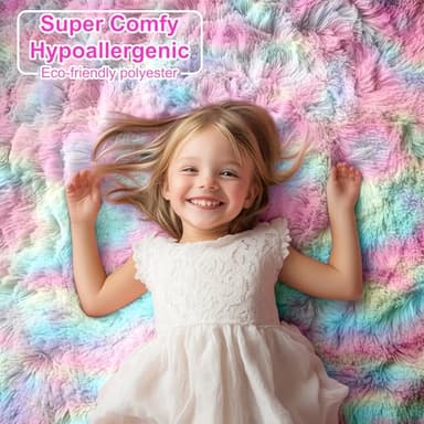 PAGISOFE 4x6 Rainbow Fluffy Soft Plush Area Rugs for Girls Bedroom, Shaggy Rugs for Kids Playroom,Kawaii Princess Fuzzy Rugs for Nursery Baby Toddler,Cute Colorful Room Decor for Teenage - Image 2