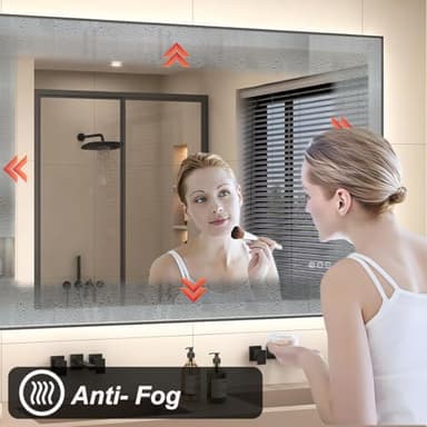 SMIROR 40 x 32 Black LED Bathroom Mirror for Wall, lluminatted Vanity Mirrors with Lights, Anti-Fog, 3 Colors, Dimmable, Memory, Shatterproof, ETL Listed (Front Lit and Backlit) - Image 4