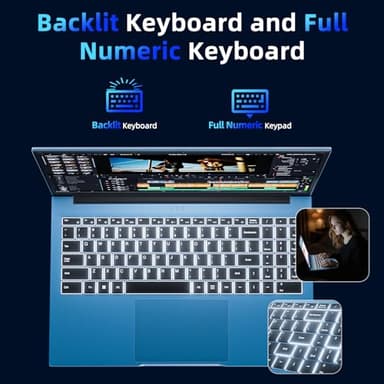 SGIN Laptop 15.6 Inch 16GB RAM 1024GB SSD, Win 11, Laptops Computer with Core I3, Portable Notebook, 7000mAh, WiFi 6, 180° Open Angle, 7000mAh, for Business and Students - Image 4