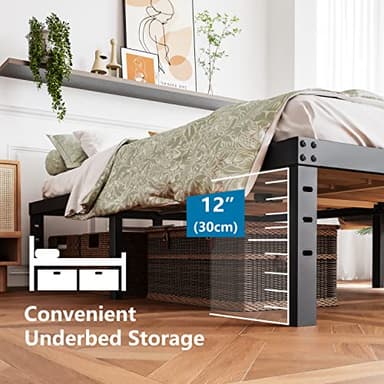 ZIYOO Full Size Bed Frame 14 Inches High 3 Inches Wide Wood Slats with 3500 Pounds Support for Foam Mattress, No Box Spring Needed, Underbed Storage Space,Easy Assembly, Noise Free - Image 7