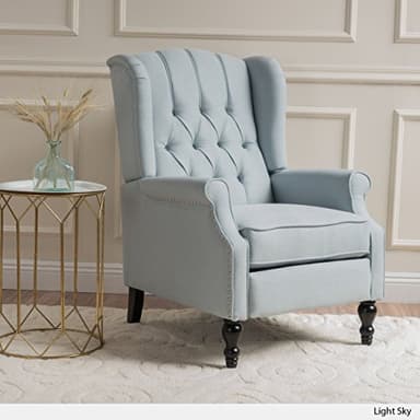Christopher Knight Home Walter Fabric Recliner, Light Sky Dimensions: 34.75”D x 28.00”W x 41.25”H - Image 1