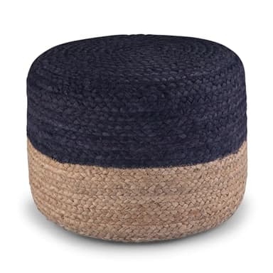 SIMPLIHOME Lydia Boho Round Pouf in Navy, Natural Braided Jute for the Living Room, Bedroom and Kids Room - Image 8