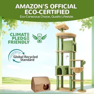 Globlazer Cactus Giant Cat Tree, 83 inch Cat Tree for Indoor Cats Large Adult, XXL Cat Tower with 9 Scratching Posts for 20lb+ Heavy Duty Large Adult Cats, F83, Green - Image 5