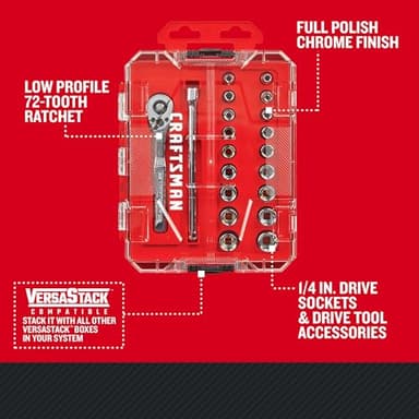 CRAFTSMAN Mechanics Tool Set, 1/4 Inch Drive, 20 Piece (CMMT12108) - Image 2