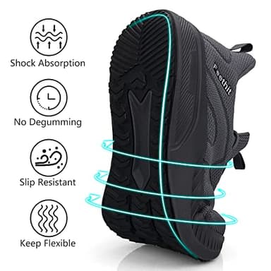 Feethit Mens Non Slip Running Shoes Lightweight Breathable Slip on Walking Tennis Shoes Casual Comfortable Sneakers Dark Gray 11 - Image 3