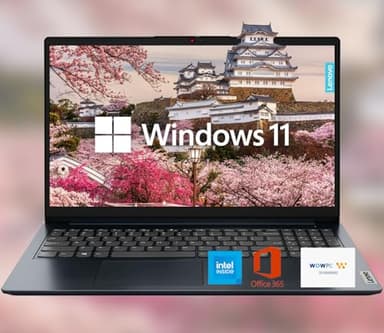 Lenovo IdeaPad 15.6" HD Anti-Glare w/ 1 Year Microsoft 365, 20GB RAM, 384GB SSD, Windows 11 Home, Intel Processor, WiFi 6, HDMI, USB-C, SD Card Reader, Up to 9.5 Hours Battery Life, w/WOWPC USB - Image 1