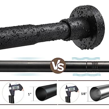 BRIOFOX Shower Curtain Rod Adjustable 32-61 Inch, Spring Tension Shower Rod No Drilling Non Slip, Matte Black - Image 5