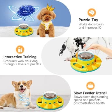 Potaroma Dog Puzzle Toy 2 Levels, Slow Feeder, Pup Food Treat Feeding Dispenser for IQ Training and Entertainment for All Breeds 4.2 Inch Height - Image 2