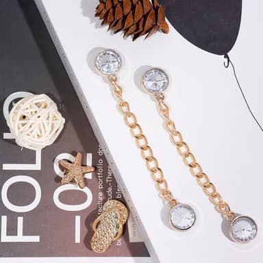 18Pcs Bling Shoe Charms, Gold Conch Starfish Fishtail Shell Slippers Butterfly Shoe Charms Rhinestone Shoe Chain Cute Clogs Shoes Decoration Fashion Party Favors Luxury Jewelry Accessories for Women - Image 6