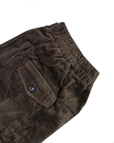 IXIMO Women's Cropped Corduroy Pants Casual Comfy Elastic Waist Cotton Trouser Front Pockets Brown XL - Image 4