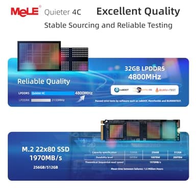 MeLE Mini PC Quieter 4C - 12th Gen N100, Fanless PC, 32GB Memory, 512GB Storage,with Windows 11 Pro, 2.4/5G Wi-Fi, Full-Functional USB-C, 4K Triple Display Desktop - Image 9