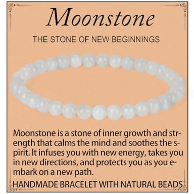 QOGIR Moonstone Bracelet - New Beginning Bracelet for Women Men - Handmade Natural Gem Stone Beaded Stretch Elastic Healing Bracelets 4mm - Image 1