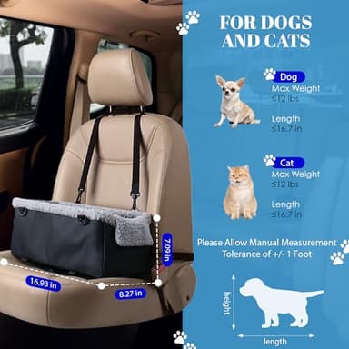 Rumi Pawz Premium Dog Car Seat for Small Pets – Safe & Secure Travel Seat with Sturdy Design, Adjustable Straps & Storage Pockets – Ideal for Small Dogs & Cats! - Image 4