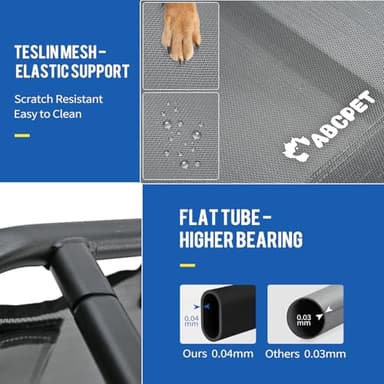 ABCPET Elevated Dog Bed, Outdoor Dog Bed Large Raised Cooling Pet Beds Cots Waterproof Stable and Easy Assembly, Teslin Fabric with 1.2mm Thick Iron Frame, Breathable, Ultra-Sturdy，Grey, 42”*28“*8” - Image 2