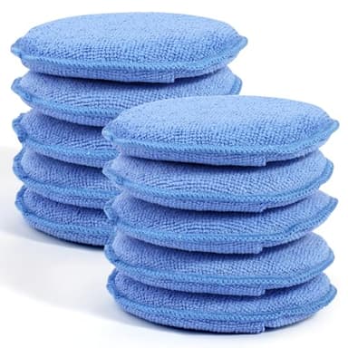 10 Pack Wax Applicator Pads, Microfiber Applicator Pad with Finger Pocket, Foam Car Wax Applicator Pad for Car Cleaning and Polishing (Blue) - Image 1