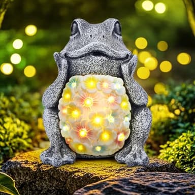 LJINNOVEX Solar Garden Frog Statue with Light– Charming Outdoor Figurine for Yard, Patio, Lawn Decorations – Unique Solar-Powered Garden Decor Gift for Mom, Grandma, Birthday, or Christmas - Image 6