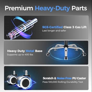 GTRACING Big and Tall Gaming Chair 400lbs Heavy Duty Office Chair with Foot Rest & Ergonomic Pocket Spring Lumbar Support, High Back 3D Saddle Shaped Cushion for Back Pain Relief, Matte-Black - Image 9