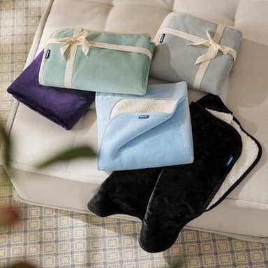 Bedsure Waterproof Dog Blankets for Large Dogs - Large Cat Blanket Washable for Couch Protection, Sherpa Fleece Puppy Blanket, Soft Plush Reversible Throw Furniture Protector, 40"X50", Eggplant - Image 8