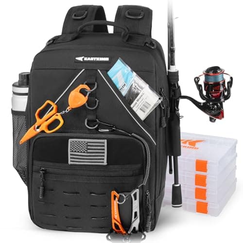 KastKing KarryAll Fishing Tackle Backpack with Rod Holder 4 Tackle Boxes,40/26L Tackle Bag Storage Fishing Gear and Equipment,Black,Medium - Image 1