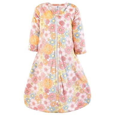 Hudson Baby Unisex Baby Long Sleeve Plush Faux Fur Sleeping Bag, Wearable Blanket, Peace Love Flowers, 18-24 Months - Image 1