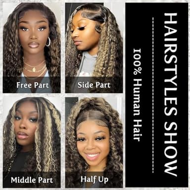 bangjazz 26 Inch Deep Wave Lace Front Wigs Human Hair Fb/27 180% Density 13x4 HD Lace Frontal Wigs Human Hair Pre Plucked Ombre Lace Front Wig Balayage Highlight Glueless Wigs for Women - Image 5