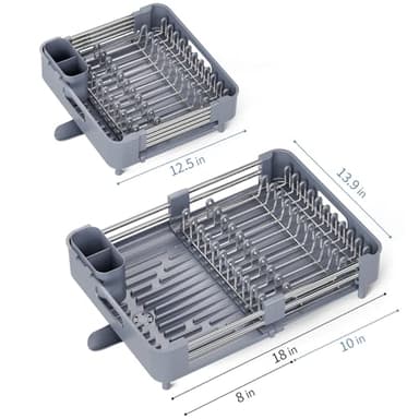 Urackify Dish Racks for Kitchen Counter, Dish Drying Rack - Stainless Steel Dish Drainer, Sink Drying Rack with Cutlery Holder, Dishes Organiser and Storage Rack, Gray - Image 8