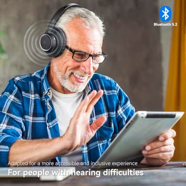 LEVN Wireless Headphones for TV Watching, TV Headphones Wireless for Seniors with Transmitter Charging Base, Hearing-impaired, No Audio Delay Blutooth 5.2, Plug and Play, Gifts for Elderly - Image 7