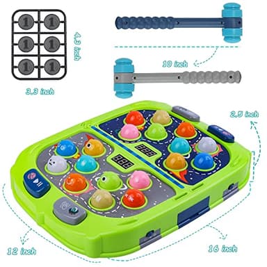 Hammer Mole Game for Toddler, Toys for 3-12 Year Old Boys and Girls, Whack Game for Kids,Gifts for 3 4 5 6+ Year Old Boys, Interactive Educational Toys with Sound and Light, PK Mode with 2 Hammers - Image 5