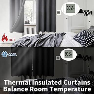 BGment 45 Inch Curtains for Bedroom - Short Blackout Curtains for Small Window/Cafe Thermal Insulated Grommet Drapes, 2 Panels, Each 42 Inch Wide, Dark Grey - Image 4