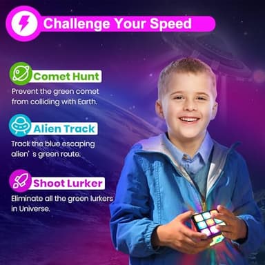 Xinbeiya Rechargeable Game Handheld Cube - 15 Fun Brain & Memory Game with Score Screen - Christmas Easter Birthday Gifts for Boys Girls Ages 6-12+ Years Old - Toy Gift Idea for Kids Teens (Black) - Image 4