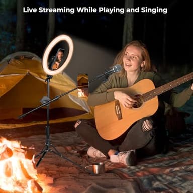 Aureday 12" Overhead Ring Light with Stand, Dimmable Ringlight with Phone & Mic Holder, 62" Adjustable Tripod for Video Recording, Live Streaming, Tiktok, YouTube, Makeup, Cooking - Image 7