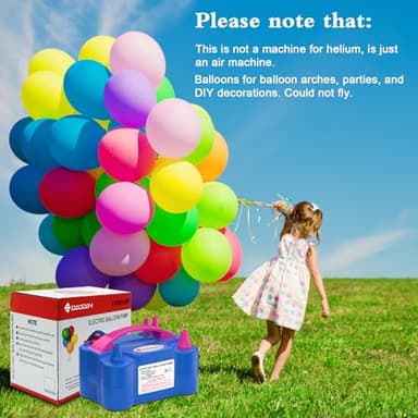 IDAODAN Electric Balloon Pump, Portable Electric Balloon Blower Machine Balloon Air Pump Dual Nozzle Rose Red 110V 600W Balloon Inflator for Party Decorations - Image 7