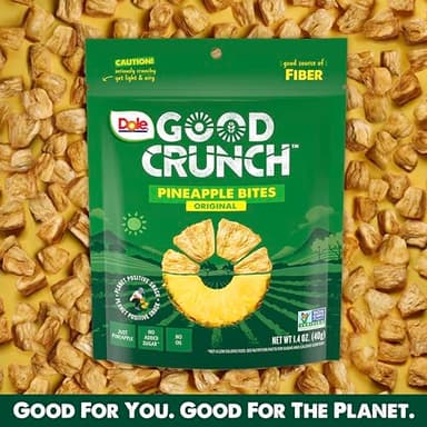 Dole Good Crunch Pineapple Dried Fruit Bites, Gluten Free & Vegan Snack, 1.4oz Bags (Pack of 6) - Image 5