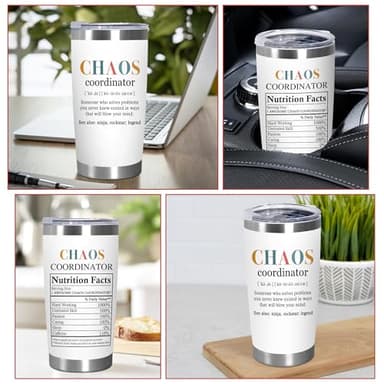 TEEZWONDER Appreciation Gifts For Coworkers - Chaos Coordinator Insulated Coffee Tumbler with Lid 20 oz - Teacher Retirement Thank You Birthday Gifts for Women Friends Coworkers Boss Employee - Image 7