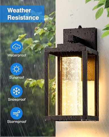 VIANIS 2 Pack Porch Lights Outdoor, Oil Rubbed Bronze Dawn to Dusk Exterior Lighting Fixtures for House, Farmhouse Outside Garage Lights Wall Mount Built-in LED Outdoor Wall Sconces Lantern, Anti-Rust - Image 4