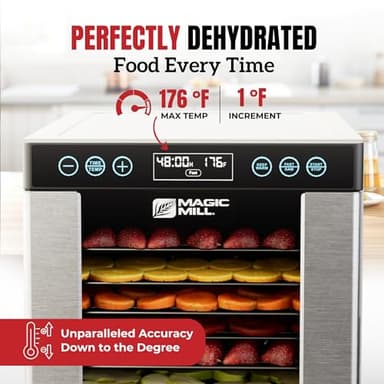 Magic Mill Pro Food Dehydrator Machine | 10 Stainless Steel Trays | Dryer for Jerky, Dog Treats, Herb, Meat, Beef, Fruit | Keep Warm Function, Digital Timer and Temperature Control, ETL Approved - Image 3