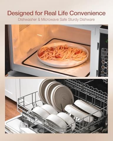 Famiware Milkyway Plates and Bowls Set, 12 Pieces Dinnerware Sets, Dishes Set for 4, White - Image 5