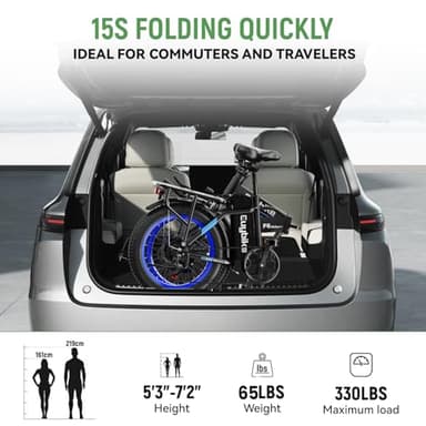 Kebiko 1000W Folding Electric Bike,48V 20AH Removable Battery E Bike,30+MPH,80 Miles Max Range Electric Bike for Adults,20" Fat Tire Foldable ebike,Adult Electric Bicycle for Commute Beach Snow - Image 6
