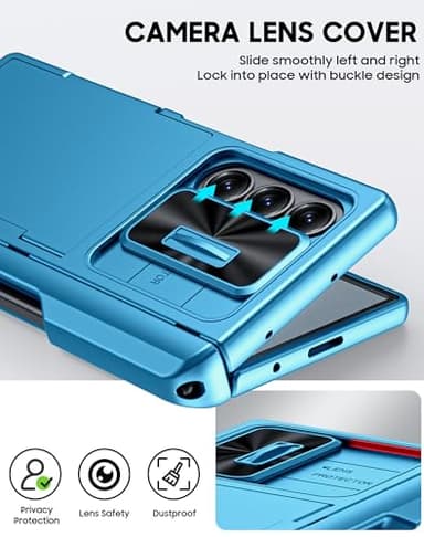 Vizvera for Samsung Galaxy Z Fold 6 Case RFID Wallet with Cards Holder [S Pen Holder] [Camera Cover] Shockproof Silicone Protective Phone Case for Z Fold 6 2024-Lake Blue - Image 7