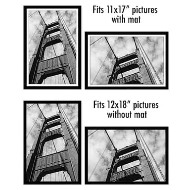 Americanflat 12x18 Poster Frame with Polished Plexiglass - Set of 5 - Use as 11x17 Frame with Mat or Display 12x18 Photo Without Mat - Galleria Collection - Picture Frames for Wall Display - Black - Image 4