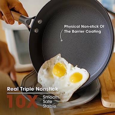 imarku Frying Pan Set - 10 &12inch Pot Set with Removable Handle Honeycomb Cast Iron Skillets, Large Frying Pans Nonstick Dishwasher Safe, Oven Safe Kitchen Pans for Cooking, Best Gifts for Women/Men - Image 3