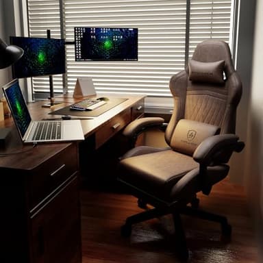 GTPLAYER ACE-PRO Music Gaming Chairs – Built-in Speakers, App Support & Bluetooth Control, Footrest & Pocket, Gamer Chair for Adults, Light Brown - Image 2