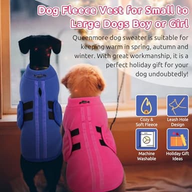 Queenmore Soft Fleece XXL Dog Sweater, Warm Winter Jacket with Leash Hole, Dachshund Cats & Doggy to Boy or Girl, (Pink, XXL) - Image 7