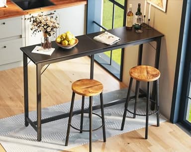 ODK 63 inch Bar Table, Bar Height Pub Table, Counter Height Bar Table, Rectangular High Top Kitchen & Dining Counter Tables with Sturdy Legs & Easy-to-Clean Top, Indoor use, Black - Image 2