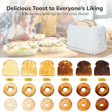 Retro 2 Slice Stainless Steel Toaster with 6 Bread Shade Settings, Bagel, Cancel, Defrost Function, Extra Wide Slot, Removable Crumb Tray, Blue - Image 3