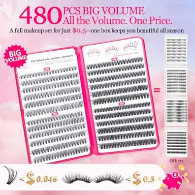Waltz Lash Clusters Kit - Lash Clusters Lash Extension Kit with Bond and Seal Eyelash Cluster 20D30D40D50D-0.07D Cluster Eyelash Extensions Eyelash Extension Kit DIY at Home - Image 3