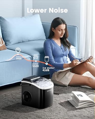 CyberChill Countertop Ice Maker, Portable Ice Machine with Handle, 6 Mins Fast Ice, 26 lbs/Day, Self-Cleaning with Ice Basket & Scoop, for Home, Kitchen, RV, Camping - Image 5