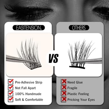 EASITENSION 156 PCS Self Adhesive Eyelashes Clusters Kit Lash Clusters DIY Eyelashes Pre Glued No Glue Needed No Remover No residue - Image 8