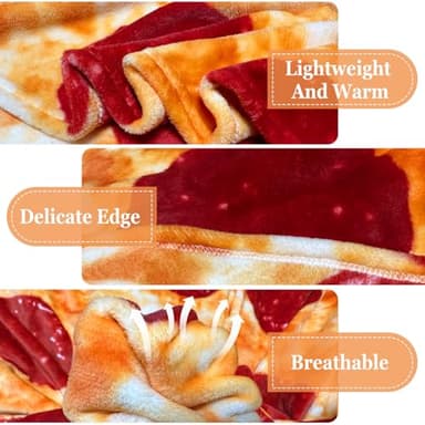 Bcareself Pizzas Blanket Adult Kdis Size 71 inches 2.0 Double Sided Funny Realistic Food Personalized Throw Blanket Novelty Gift for Everyone Soft Pepperoni Pizzas Blanket Soft Flannel - Image 5
